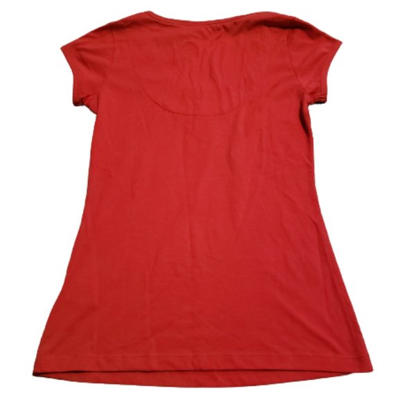 Piper & Blue Henley T-Shirt Short Sleeve Red | Women's Medium M Brand New NWT - Picture 2 of 6